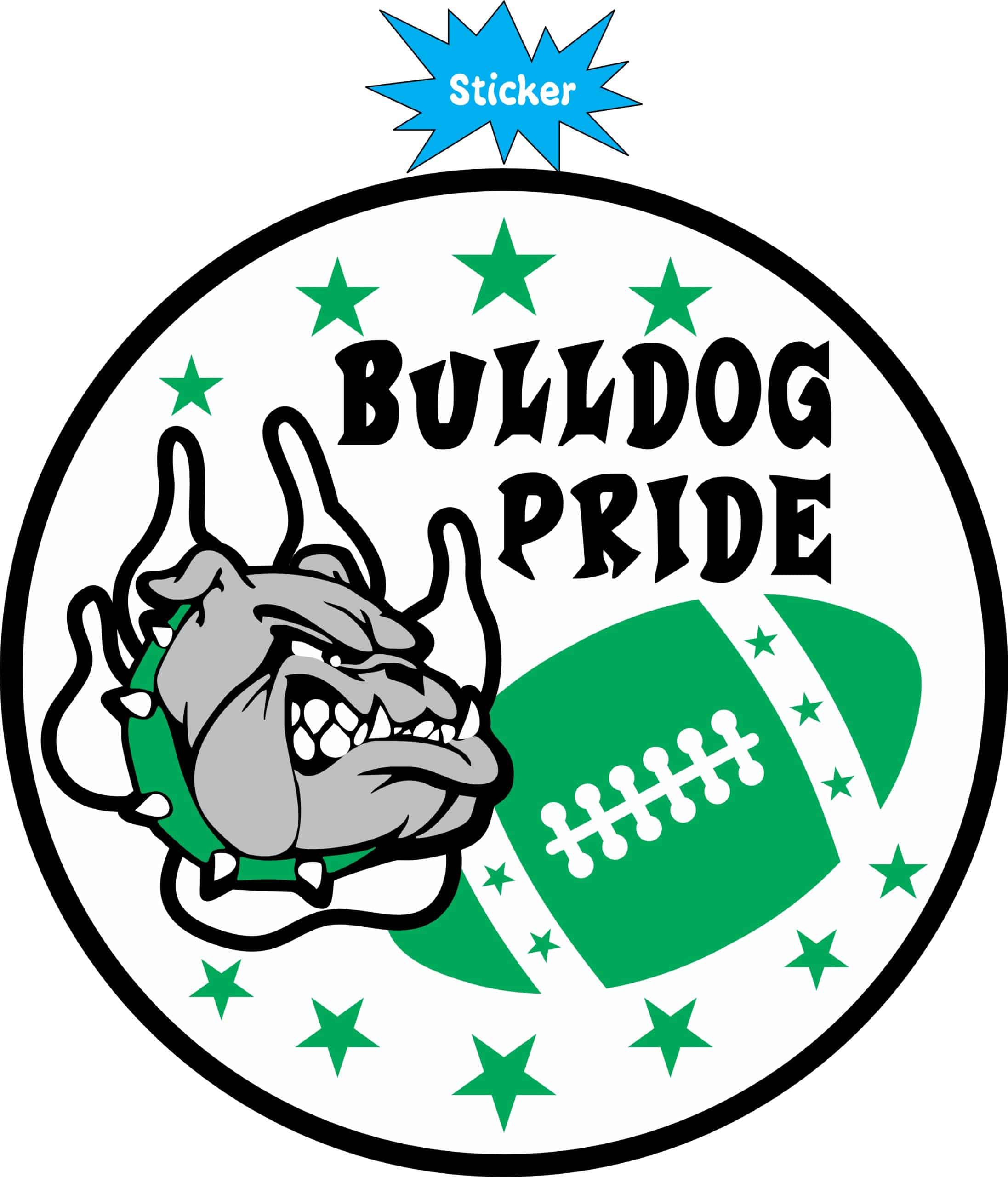 5in x 5in Green Bulldog Pride Sticker - Image 3