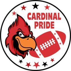 5in x 5in Red and Black Cardinal Pride Sticker