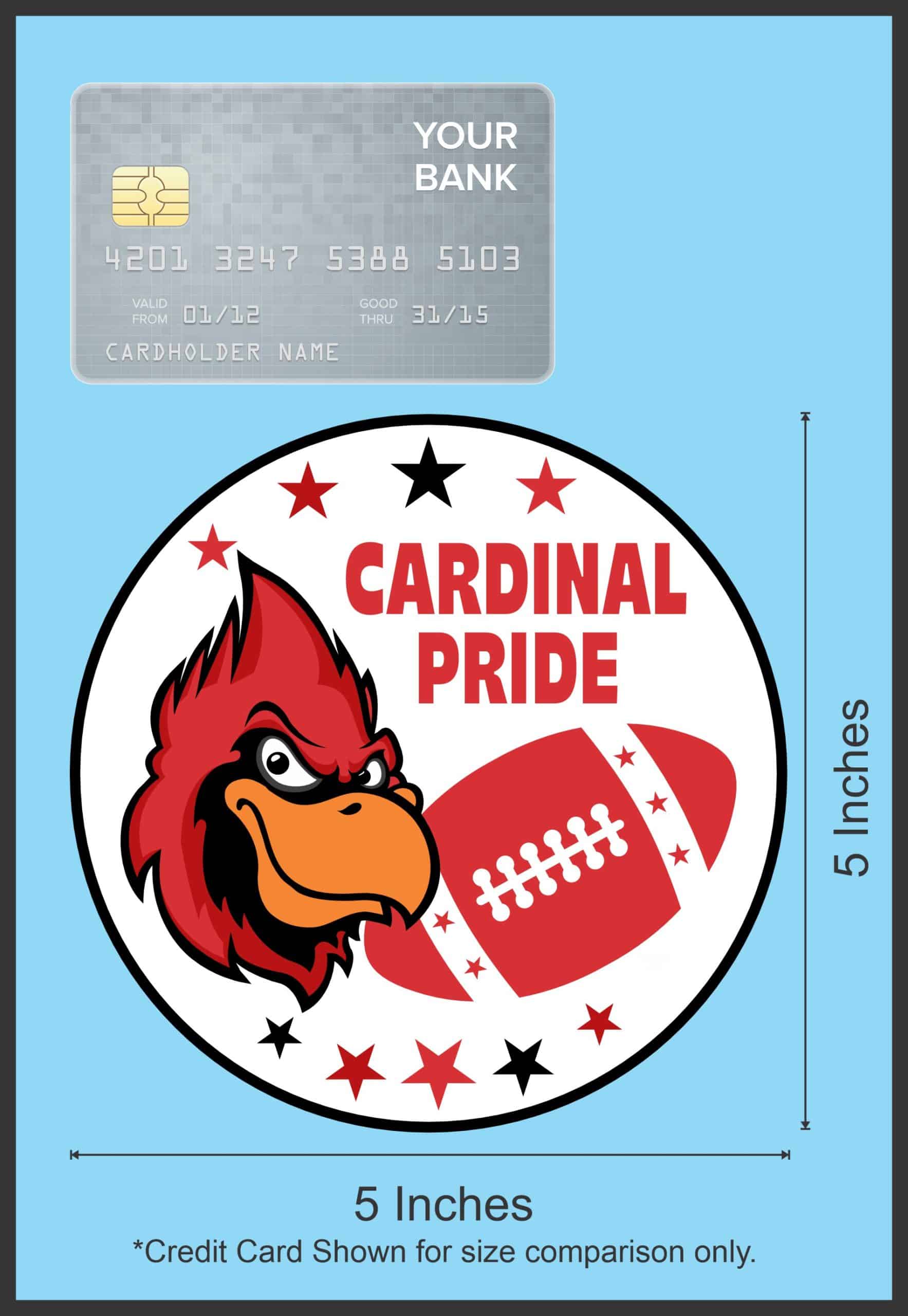 5in x 5in Red and Black Cardinal Pride Sticker - Image 6