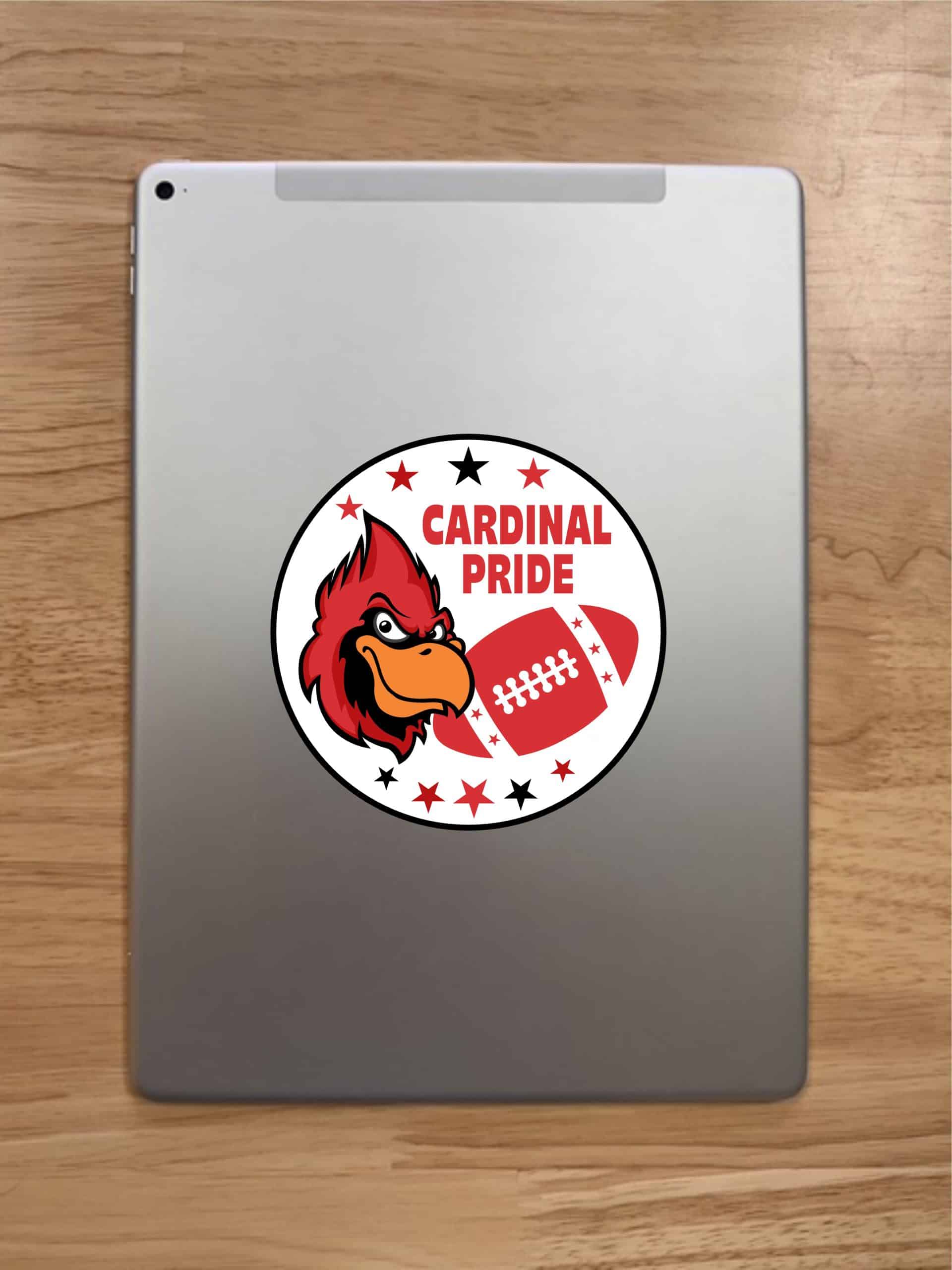 5in x 5in Red and Black Cardinal Pride Sticker - Image 7