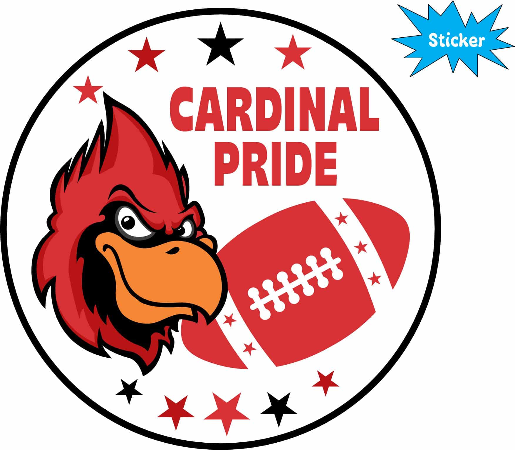 5in x 5in Red and Black Cardinal Pride Sticker - Image 2