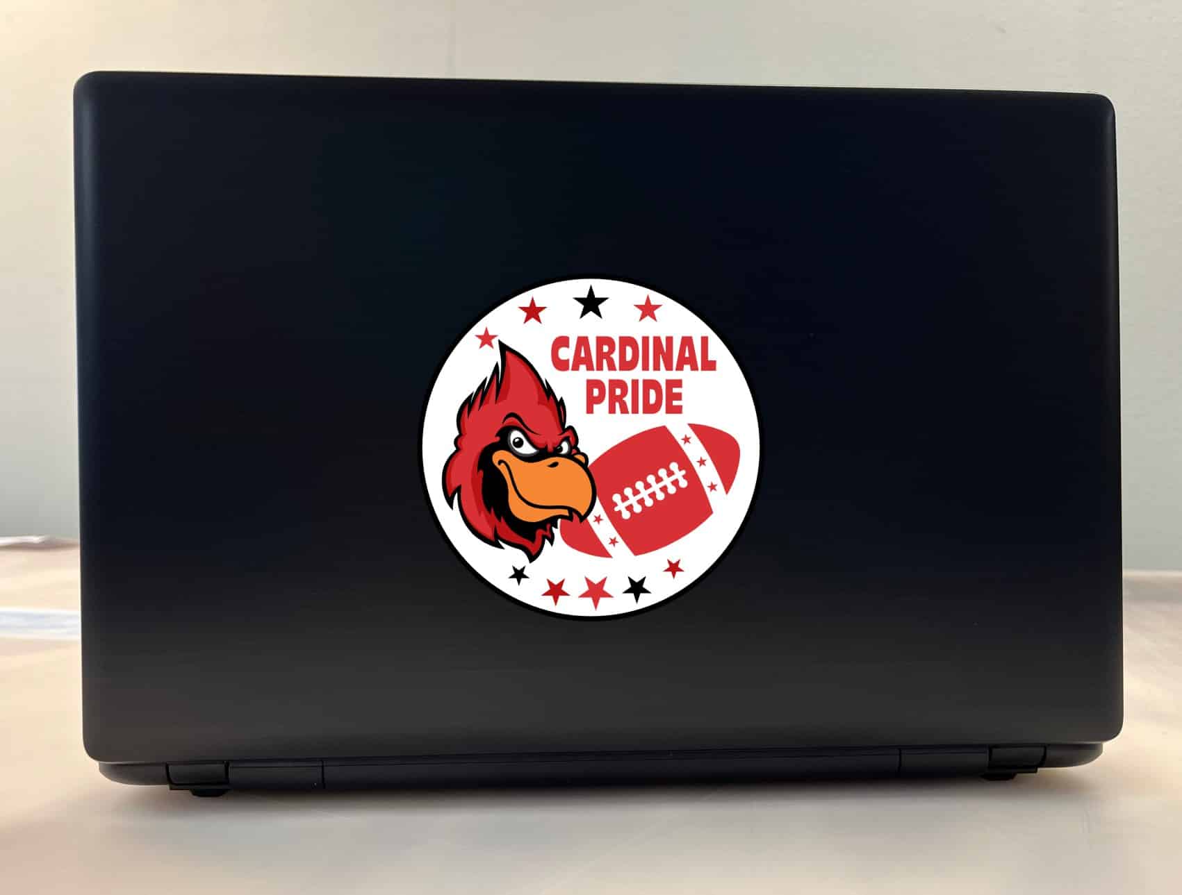 5in x 5in Red and Black Cardinal Pride Sticker - Image 3