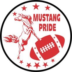 5in x 5in Red Football Mustang Pride Sticker