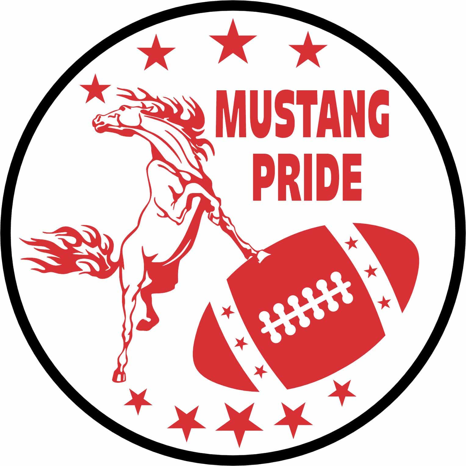 5in x 5in Red Football Mustang Pride Sticker