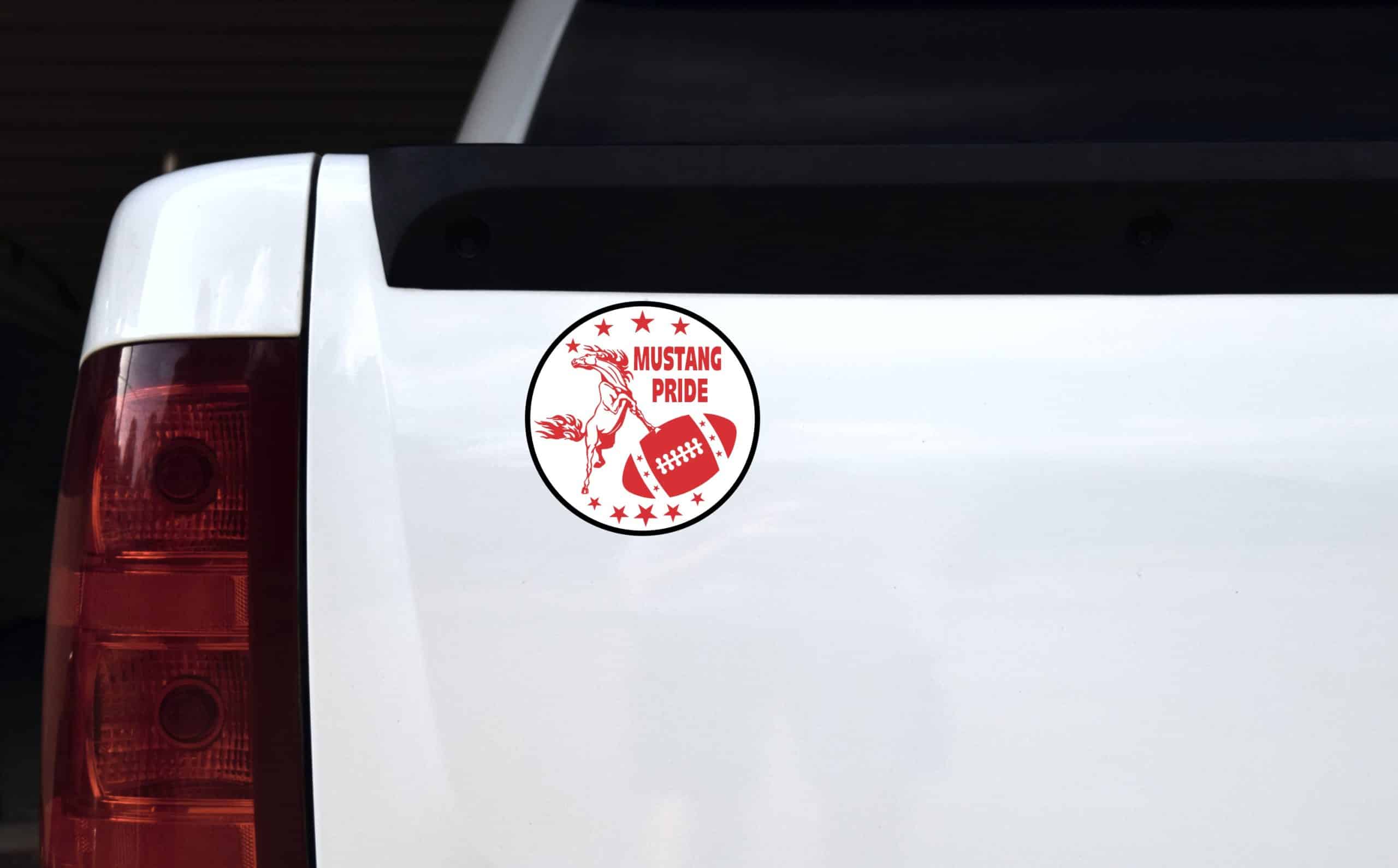 5in x 5in Red Football Mustang Pride Sticker - Image 4