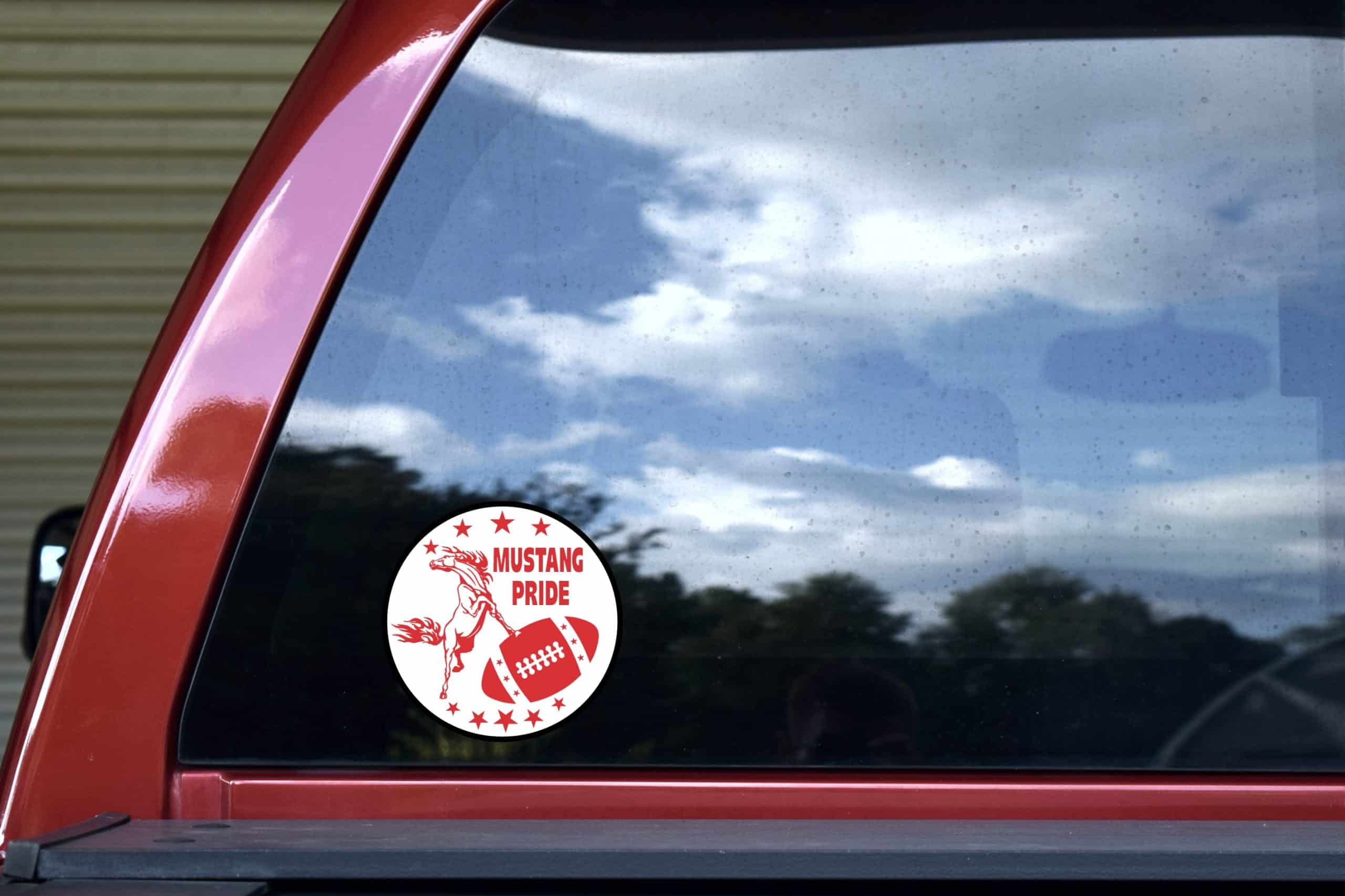 5in x 5in Red Football Mustang Pride Sticker - Image 5