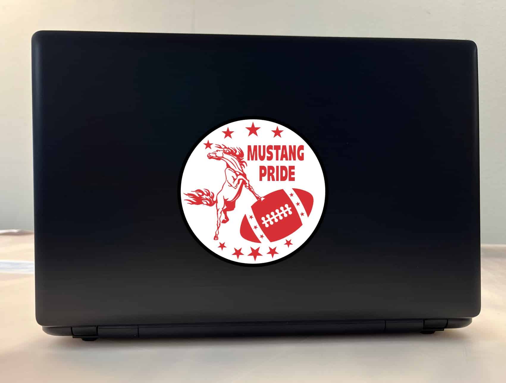5in x 5in Red Football Mustang Pride Sticker - Image 3