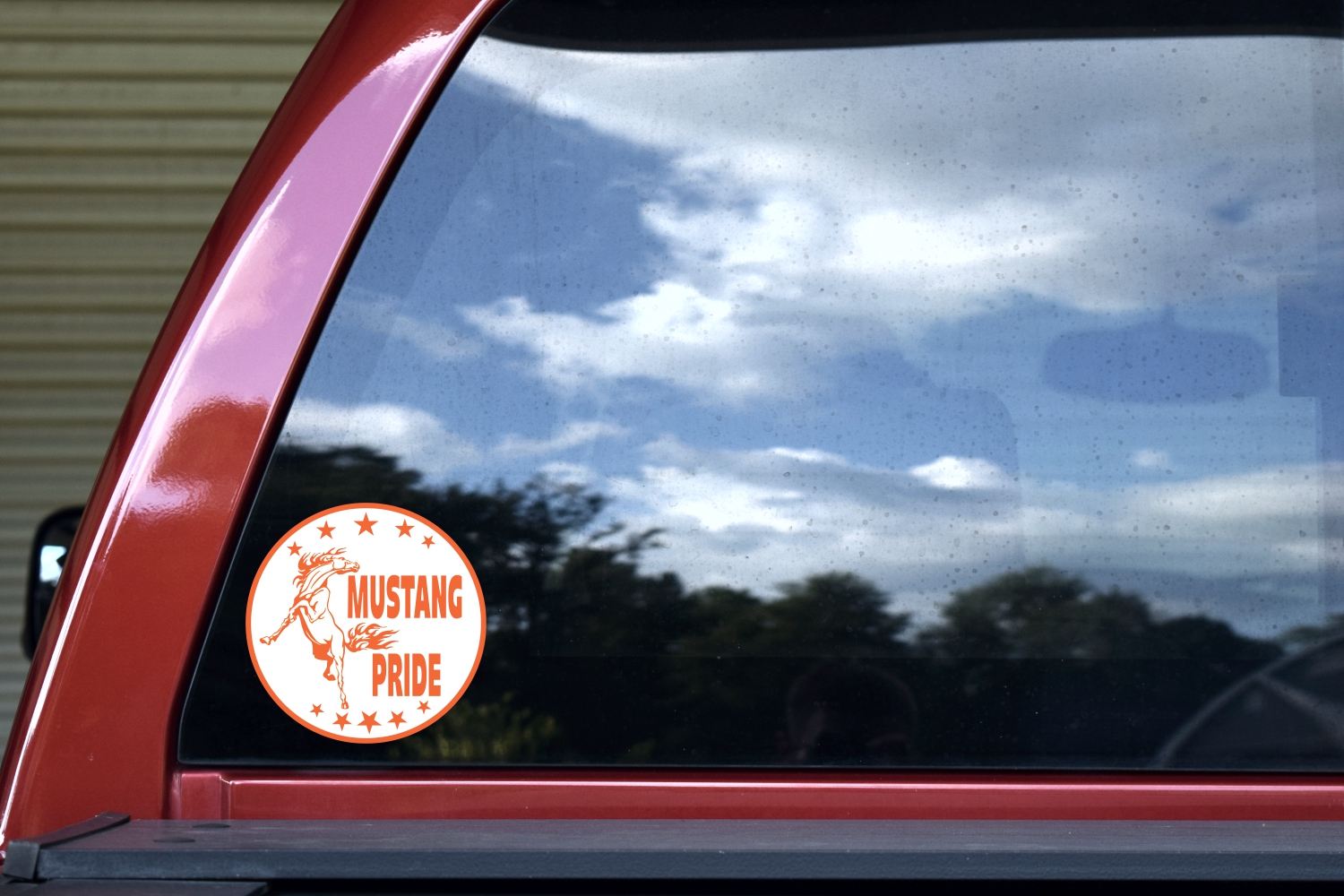 Orange Mustang Pride Sticker