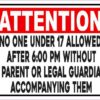 No One Under 17 Allowed Sticker