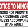 Red Minors Not Permitted in a Rideshare Vehicle Sticker