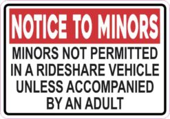 Red Minors Not Permitted in a Rideshare Vehicle Magnet