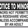 Minors Not Permitted in a Rideshare Vehicle Magnet
