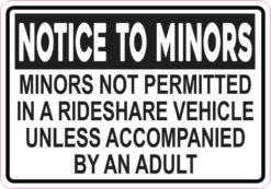 Minors Not Permitted in a Rideshare Vehicle Magnet