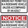 Red Minors Not Permitted in a Rideshare Vehicle Stickers