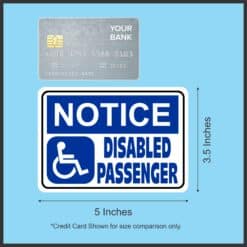 5in x 3.5in Notice Disabled Passenger Sticker