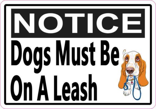 Picture Notice Dogs Must Be On A Leash Sticker