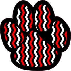 Red Black and White Chevron Paw Print Sticker