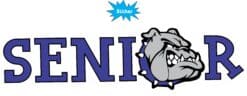 10in x 3in Blue Bulldog Senior Sticker