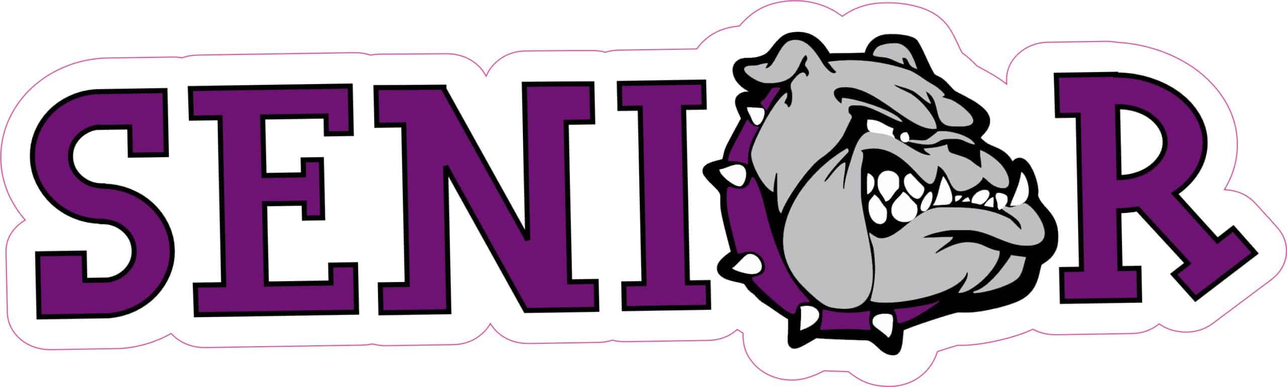 10in x 3in Purple Bulldog Senior Sticker