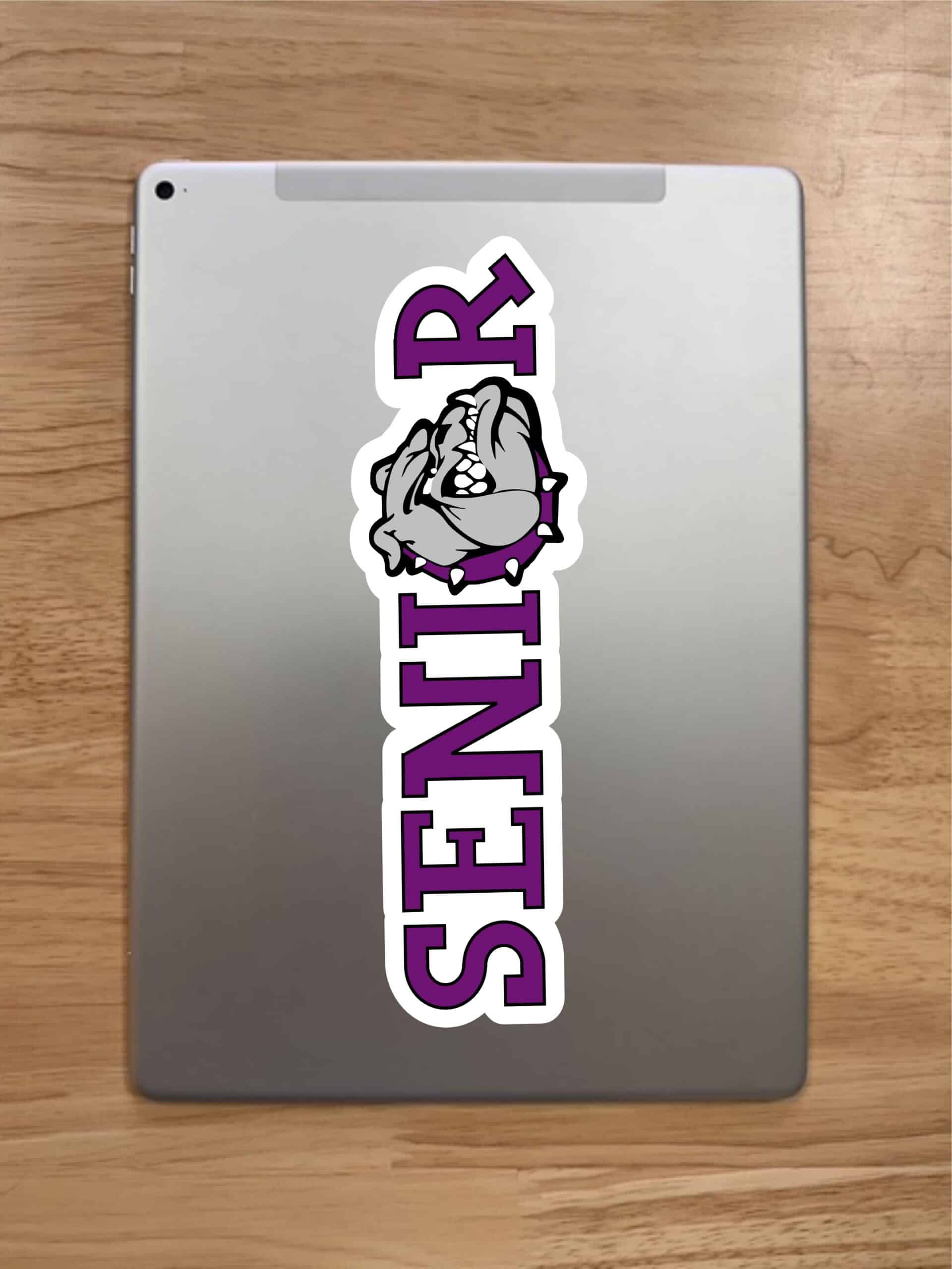 10in x 3in Purple Bulldog Senior Sticker