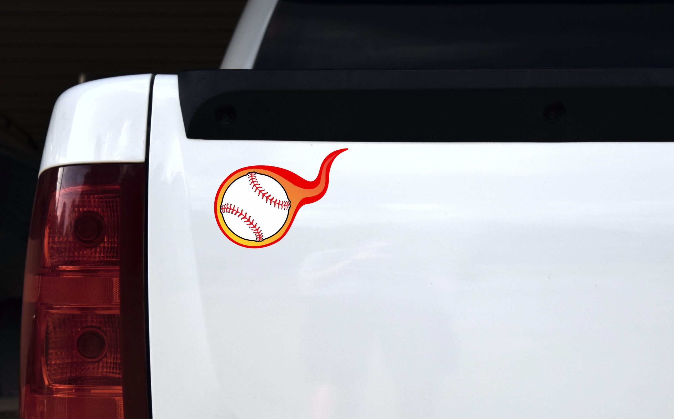 6in x 4.5in Die Cut Flaming Baseball Sticker - Image 2