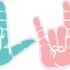 Turquoise and Blush ASL I Love You Stickers
