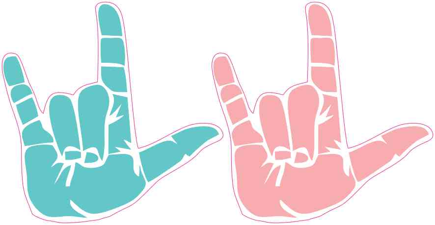 Turquoise and Blush ASL I Love You Stickers