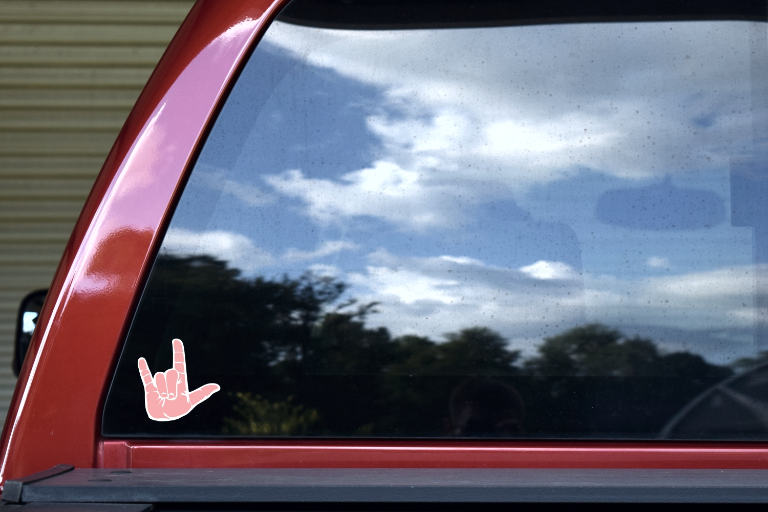 3in x 3in Turquoise and Blush ASL I Love You Stickers - Image 3