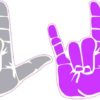 Purple and Gray ASL I Love You Stickers