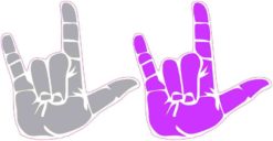 Purple and Gray ASL I Love You Stickers