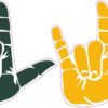 Green and Gold ASL I Love You Stickers