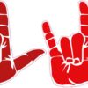 Two Shades of Red ASL I Love You Stickers