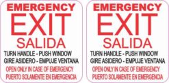 English and Spanish Emergency Exit Stickers