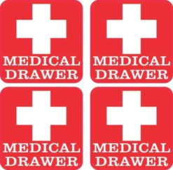 Red Medical Drawer Stickers