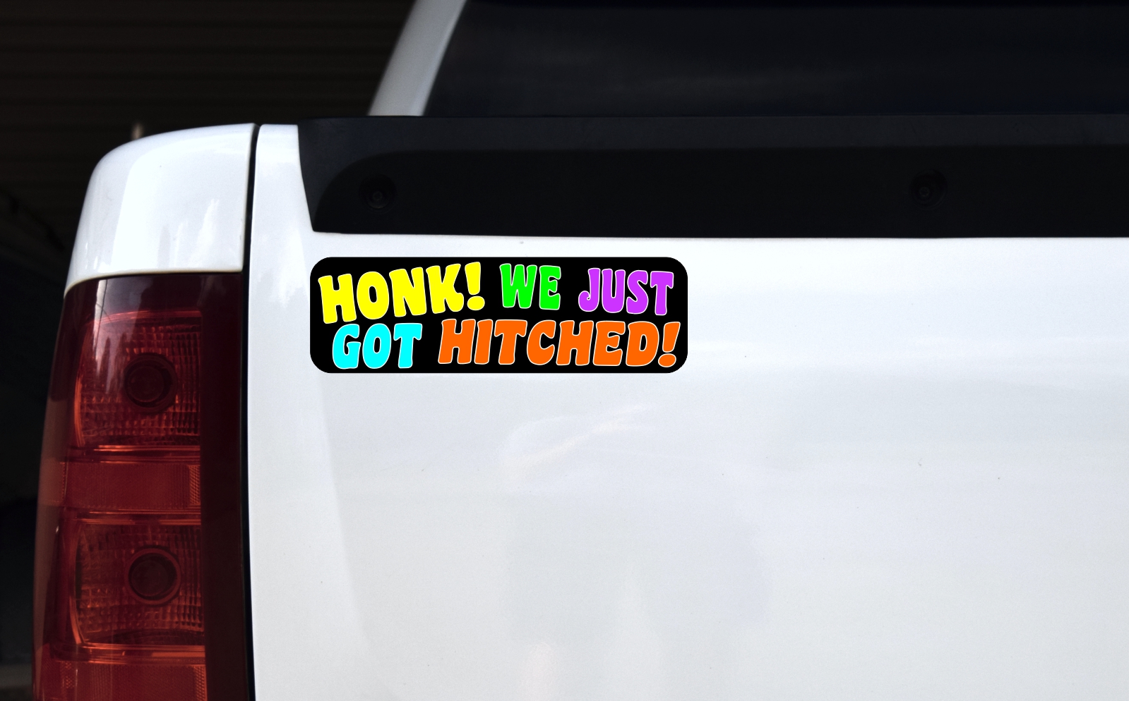 We Just Got Hitched Sticker