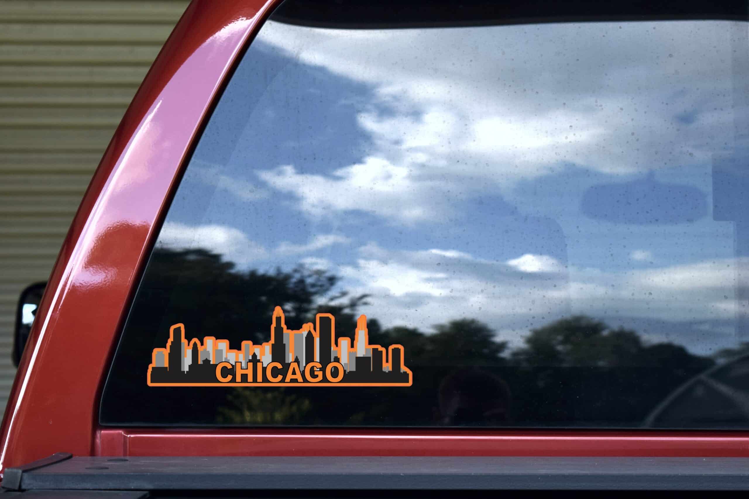 10in x 3in Orange Chicago Skyline Sticker