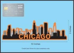 10in x 3in Orange Chicago Skyline Sticker