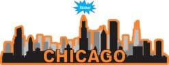 10in x 3in Orange Chicago Skyline Sticker