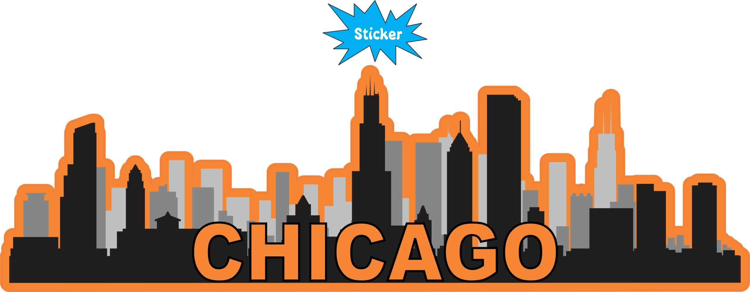 10in x 3in Orange Chicago Skyline Sticker