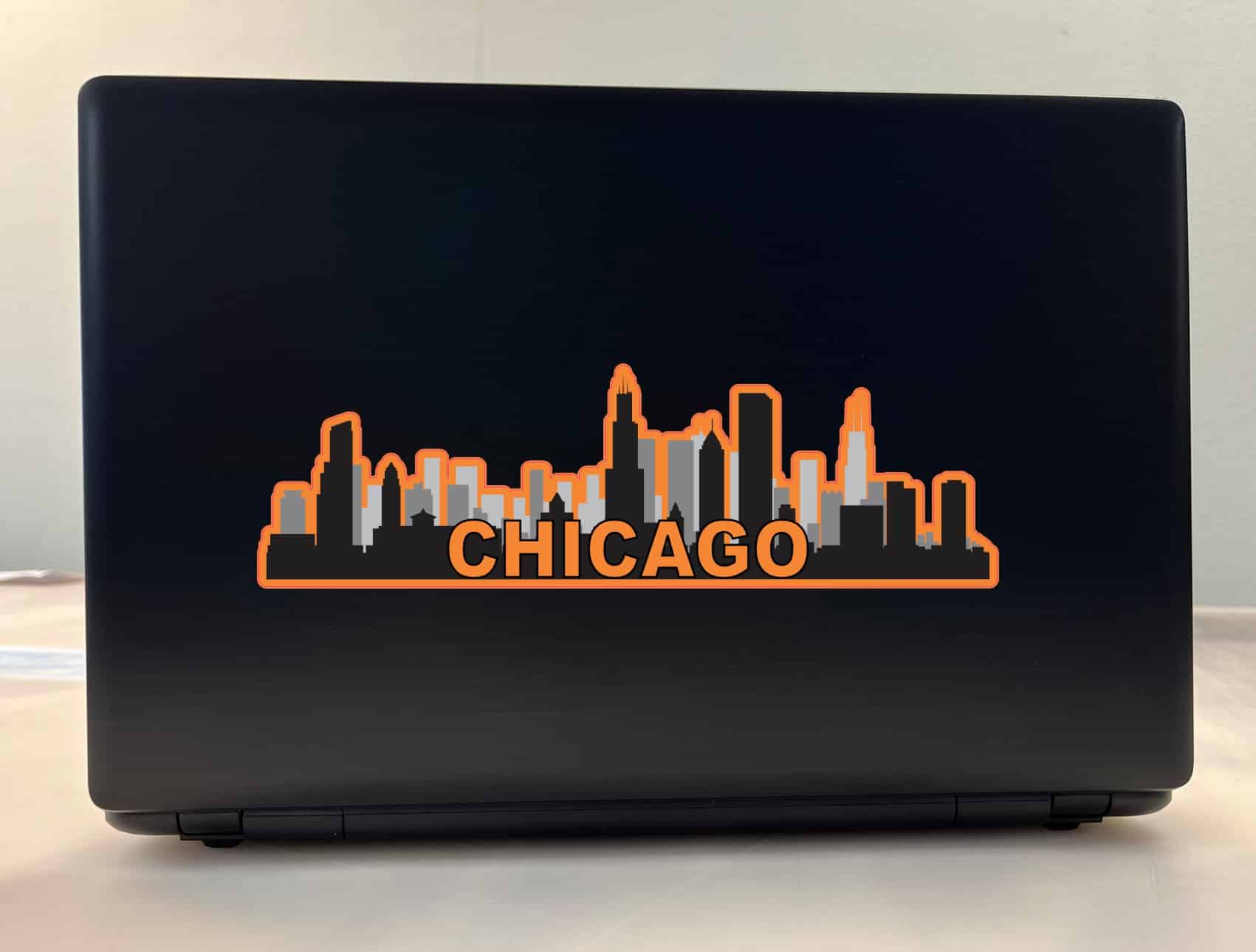 10in x 3in Orange Chicago Skyline Sticker