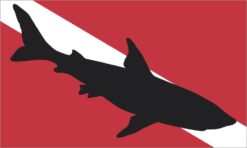 Shark Silhouette Diver Down Flag Sticker
