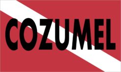 5in x 3in Cozumel Scuba Diver Down Flag Sticker