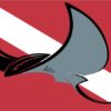 Sting Ray Diver Down Flag Sticker