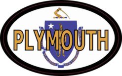 Oval Massachusetts Flag Plymouth Sticker