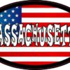 Oval American Flag Massachusetts Sticker
