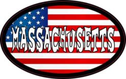 Oval American Flag Massachusetts Sticker