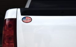 Alternative view of 4in x 2.5in Oval American Flag Massachusetts Sticker