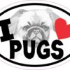 Oval I Love Pugs Sticker