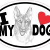 German Shepherd Oval I Love My Dog Sticker