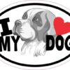 Saint Bernard Oval I Love My Dog Sticker
